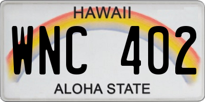 HI license plate WNC402
