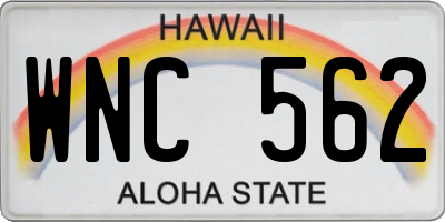 HI license plate WNC562