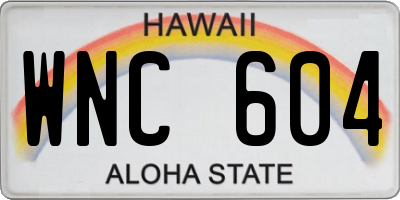 HI license plate WNC604