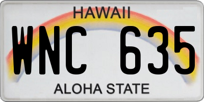 HI license plate WNC635
