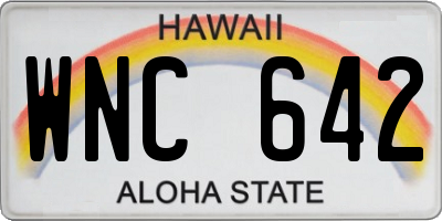 HI license plate WNC642