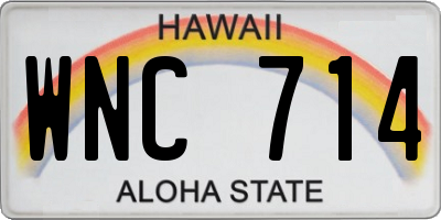 HI license plate WNC714