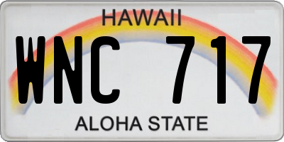 HI license plate WNC717