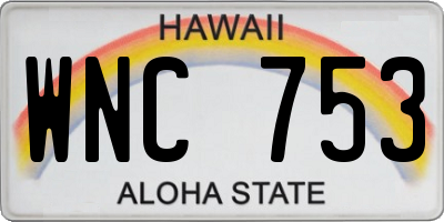 HI license plate WNC753