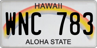 HI license plate WNC783