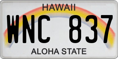 HI license plate WNC837