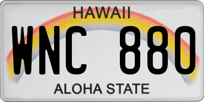 HI license plate WNC880