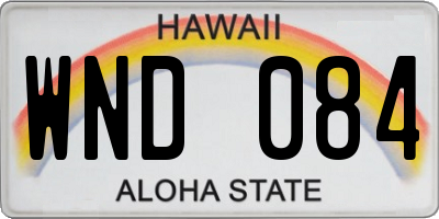 HI license plate WND084