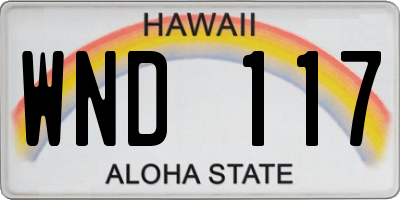 HI license plate WND117