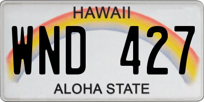 HI license plate WND427