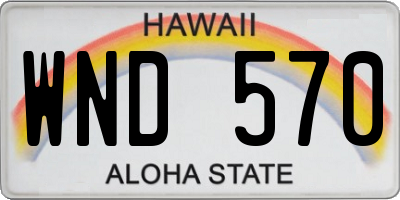HI license plate WND570