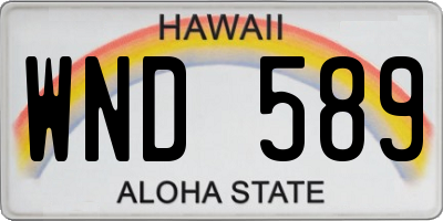 HI license plate WND589