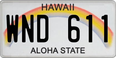 HI license plate WND611