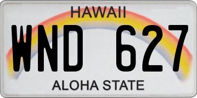 HI license plate WND627