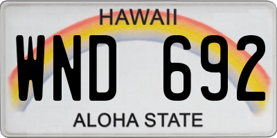 HI license plate WND692