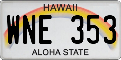 HI license plate WNE353