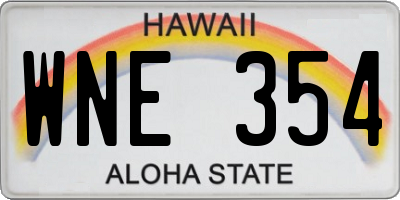 HI license plate WNE354