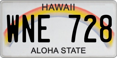 HI license plate WNE728