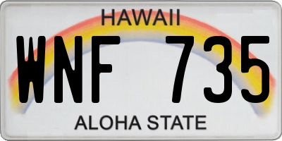 HI license plate WNF735