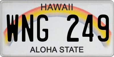 HI license plate WNG249
