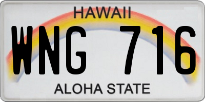 HI license plate WNG716
