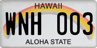 HI license plate WNH003
