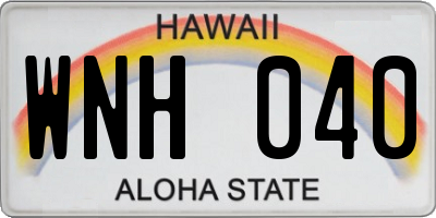 HI license plate WNH040