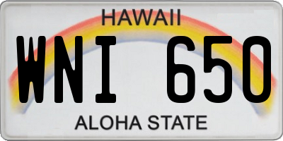 HI license plate WNI650