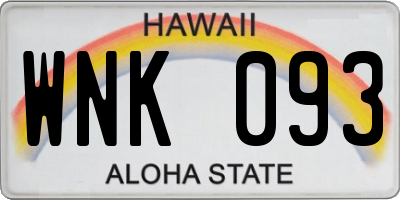 HI license plate WNK093