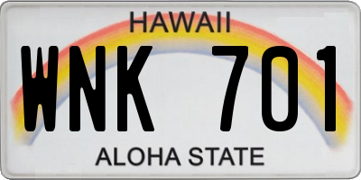 HI license plate WNK701