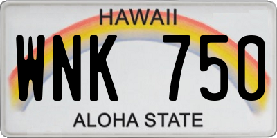 HI license plate WNK750