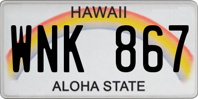 HI license plate WNK867