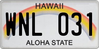HI license plate WNL031