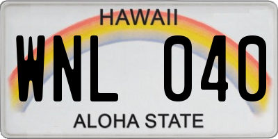 HI license plate WNL040