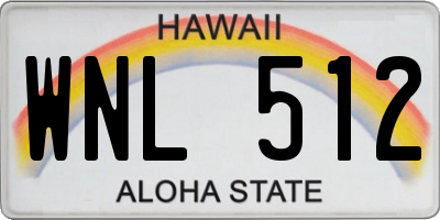 HI license plate WNL512