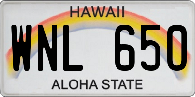 HI license plate WNL650