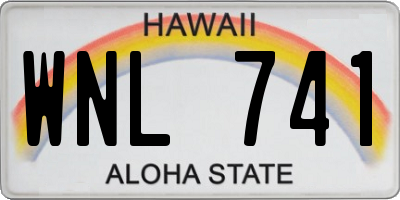 HI license plate WNL741