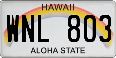 HI license plate WNL803