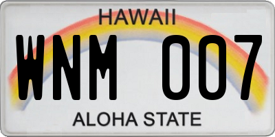 HI license plate WNM007