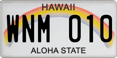 HI license plate WNM010