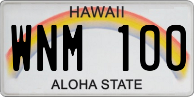 HI license plate WNM100