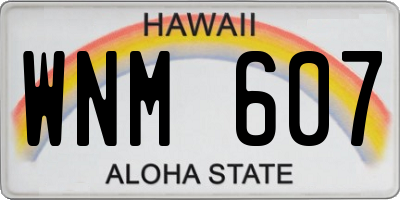 HI license plate WNM607