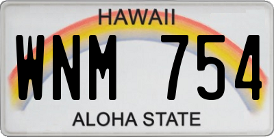 HI license plate WNM754