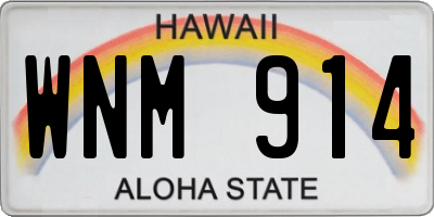 HI license plate WNM914