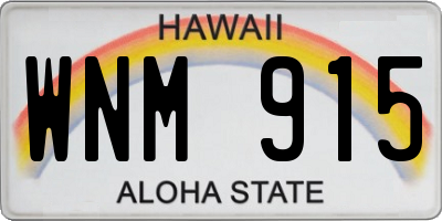 HI license plate WNM915