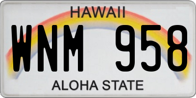 HI license plate WNM958