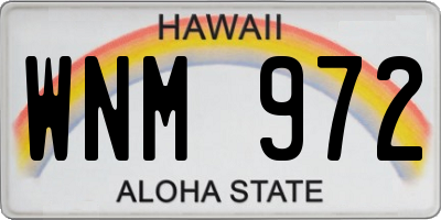 HI license plate WNM972