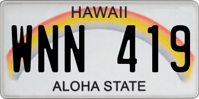 HI license plate WNN419