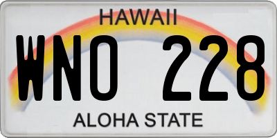 HI license plate WNO228