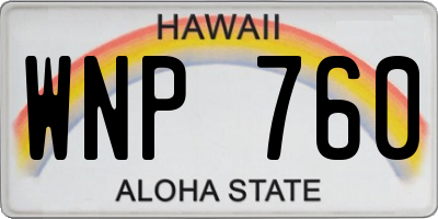HI license plate WNP760
